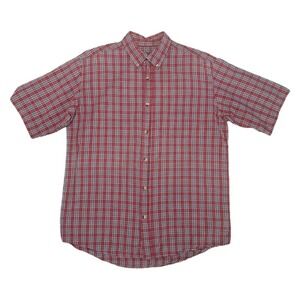 Bob Timberlake Men's L Red Plaid Button-Down Short Sleeve Shirt